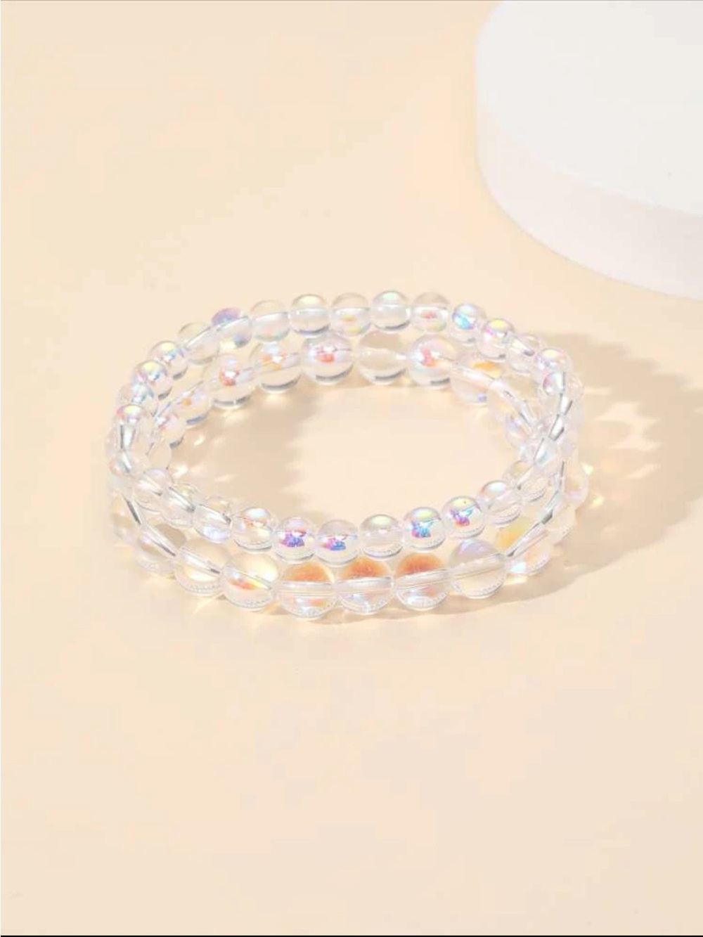 ✨ Adorable Clear Iridescent Beaded Mismatch Paid Of Bracelets 💫